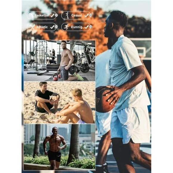 Mens Quick Dry Running Shorts 7in Gym Workout Tennis Hiking Zipper Pockets - Picture 6 of 7